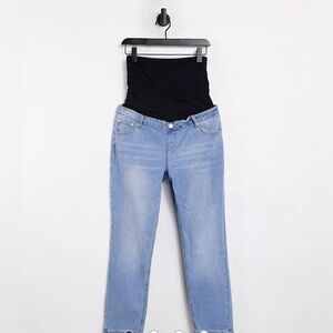 ASOS Glamorous Bloom Maternity Denim Light Blue Wash Straight Leg Size 6 NWT